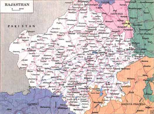 political map of rajasthan